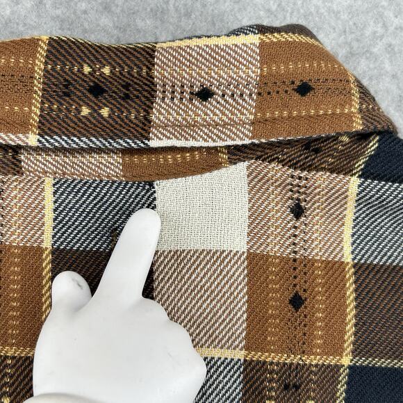 Frye Jacquard Flannel Shirt Men's Size Large Brown Plaid Button Up NEW Read - Picture 9 of 14